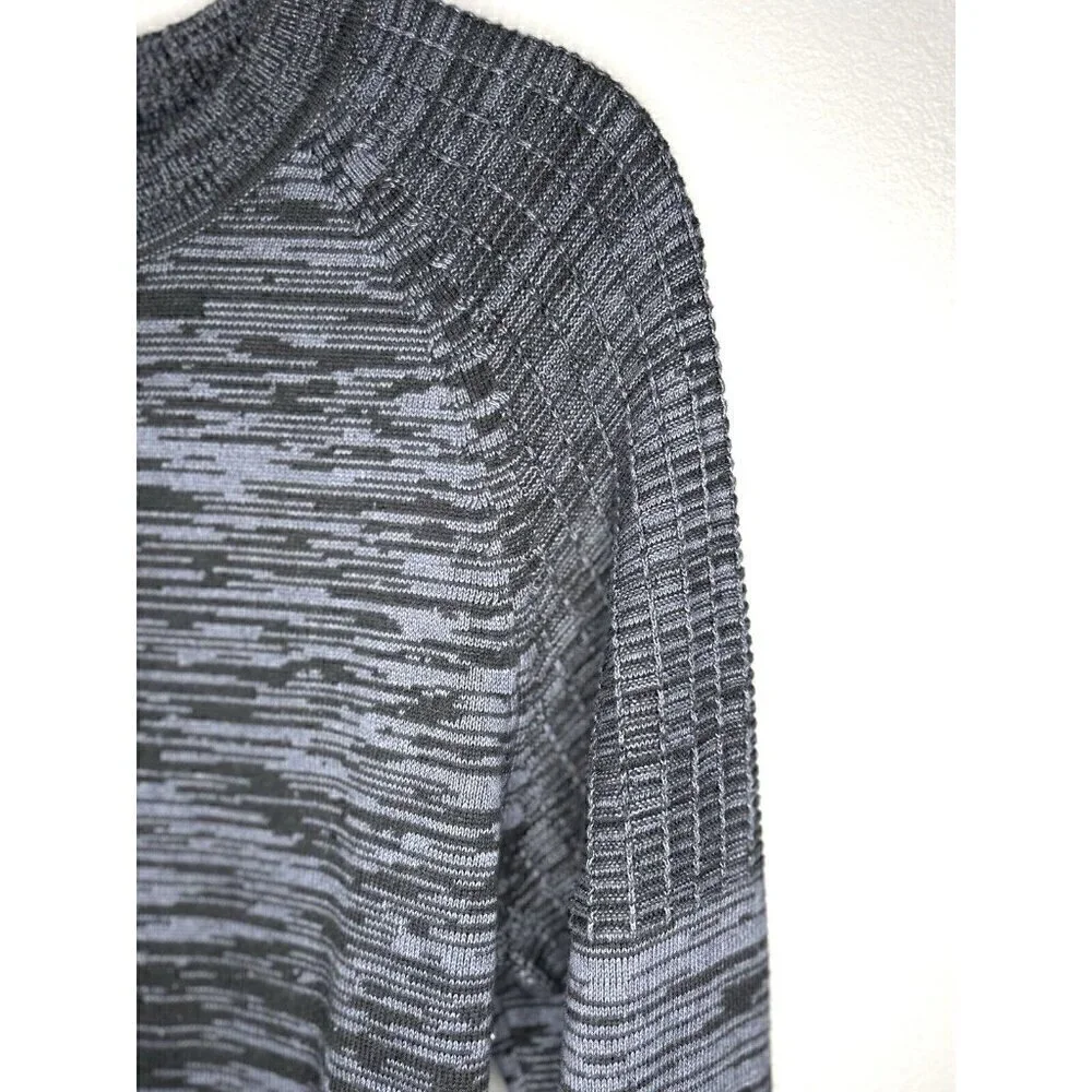 H&M 3D Knit Sweater Men's M Navy Blue 100% Cotton Geometric Moto Design Normcore